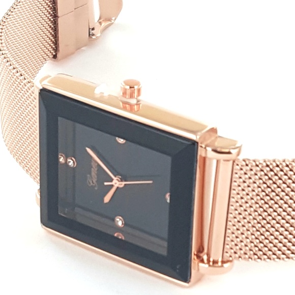 Geneva Accessories - Geneva Rose Gold Mesh Band Unisex Trendy Watch